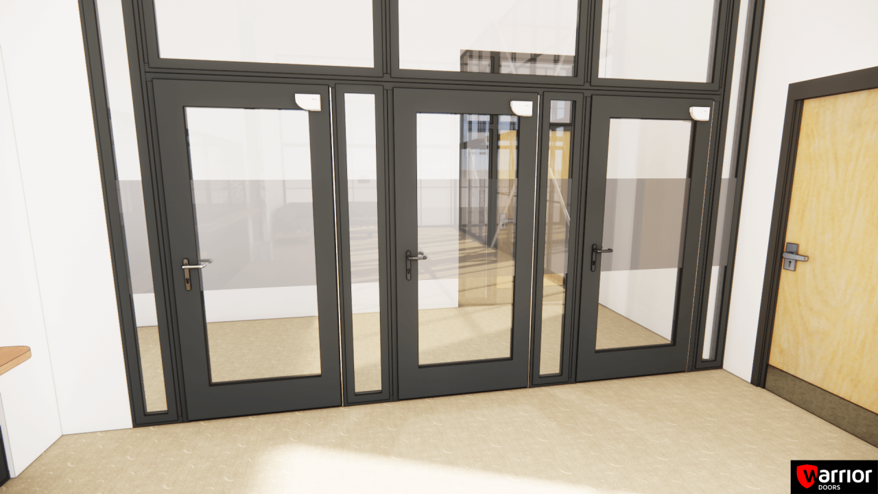 High-security glazed stainless-steel framed doors by Warrior Doors, ideal for UK data centres and critical infrastructure environments.