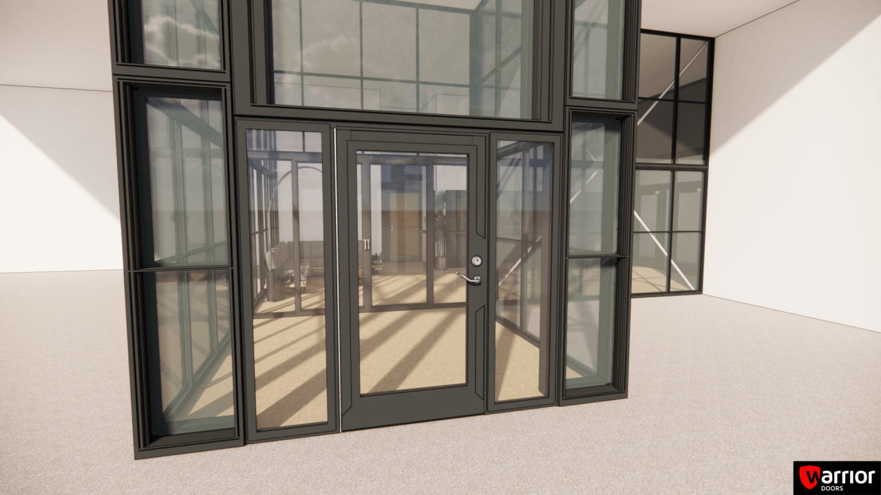 High-security stainless-steel framed swing door with anti-bandit glazing by Warrior Doors — designed for UK data centres, control rooms and high-security facilities.